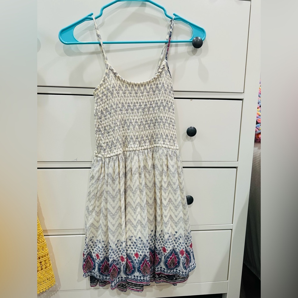 Hollister White and Blue Smocked Sundress